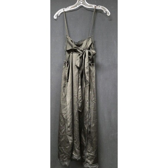 Free People Midi Dress Size 0 Black Cut Outs Tie Back Adjustable Slit - Picture 2 of 8